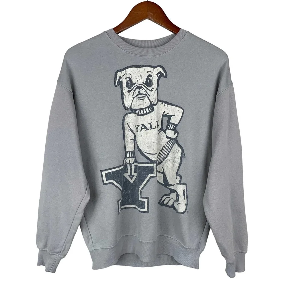 Yale University Sweatshirt Bulldog Graphic Grey Oversized Women’s XS